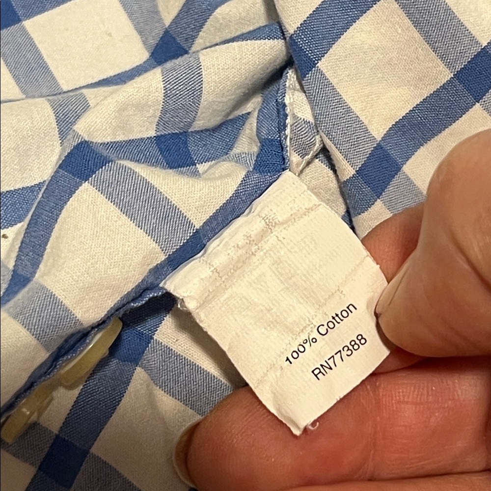 J. Crew Men's Blue and White Windowpane‎ Plaid Shirt 100% Cotton Tailor Fit S - Picture 3 of 6